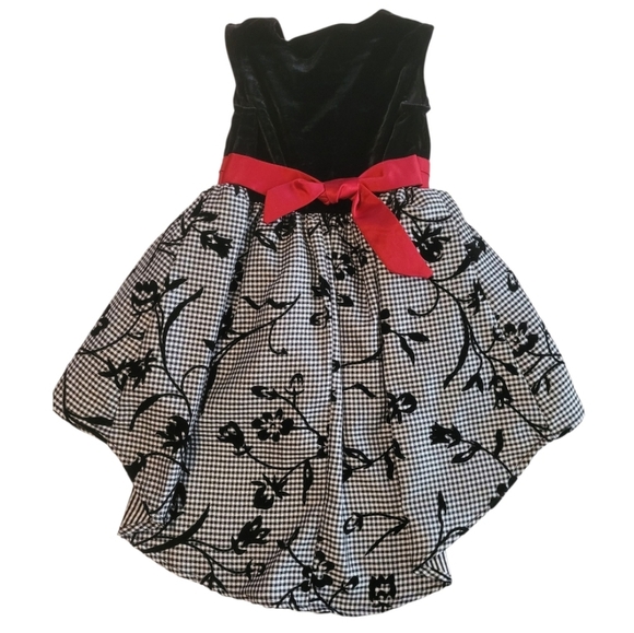 Wonder Nation Velvet High Low Black and Red Formal Kids Dress Size 4 - Picture 2 of 8